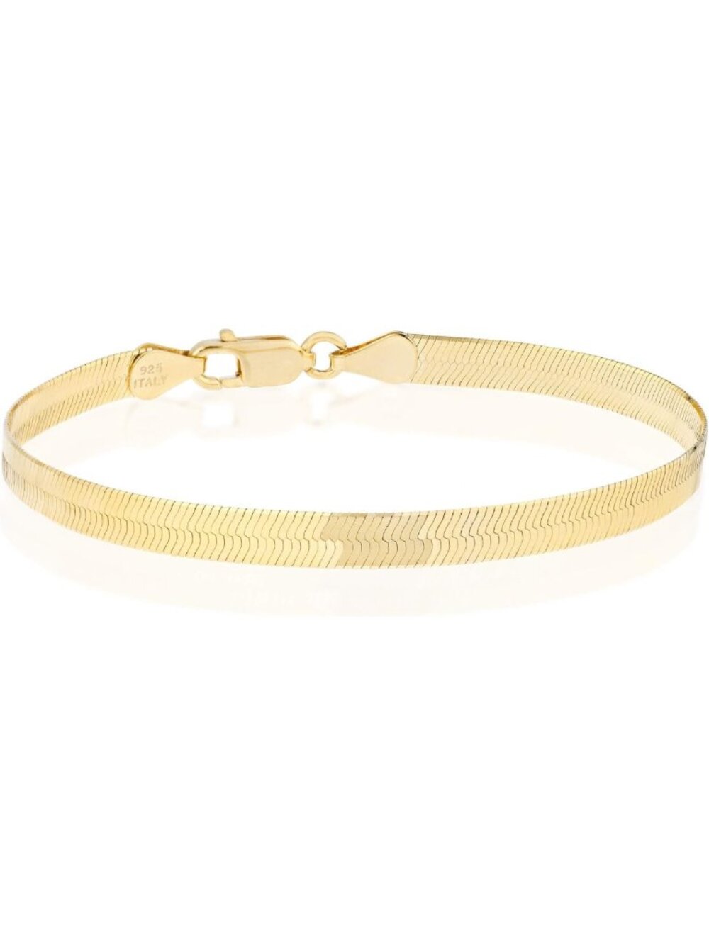 Elegant 18K Gold Plated Herringbone Bracelet - Italian 925 Sterling Silver